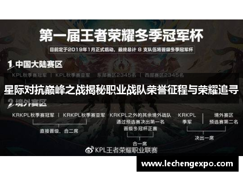 星际对抗巅峰之战揭秘职业战队荣誉征程与荣耀追寻